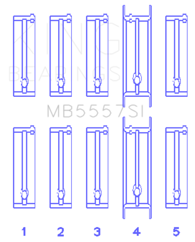 King Engine Bearings MB5557SI0.75 ChevrolET 121Ci/Ln2 134Ci (Size +0.75mm) Main Bearing Set