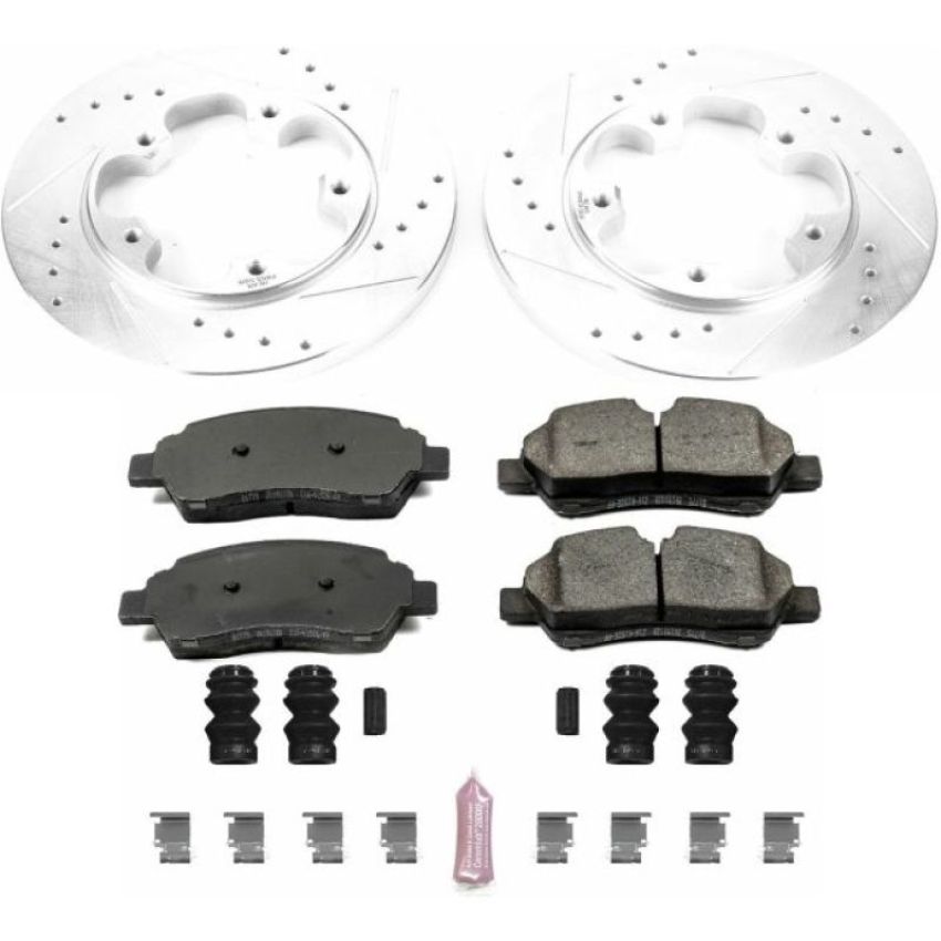 PowerStop K7145 Z23 Daily Driver Carbon-Fiber Ceramic Brake Pad and Drilled & Slotted Rotor Kit