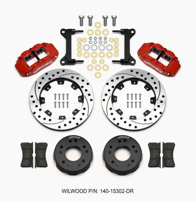 Wilwood 140-15302-DR Narrow Superlite 6R Front Kit 12.19in Drilled Red 63-87 C10 w/  Pro Spindles