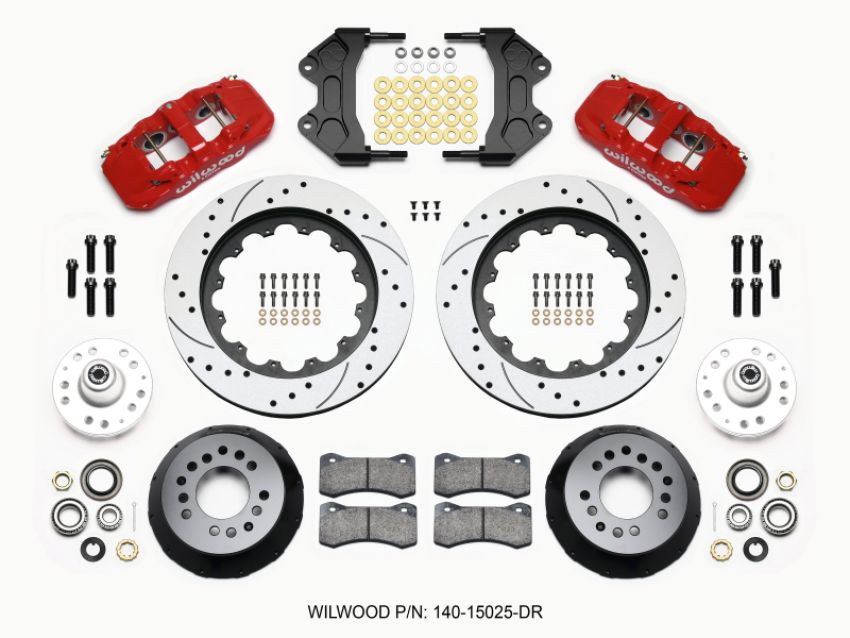 Wilwood 140-15025-DR AERO6 Front Hub Kit 15.00 Drilled-Red WWE ProSpindle