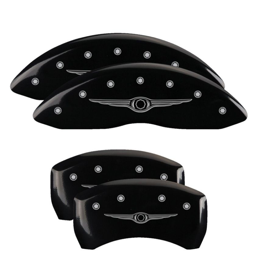 MGP 32004SCW1BK 4 Caliper Covers Engraved Front & Rear Style 1/Chrysler Wing Black finish silver ch