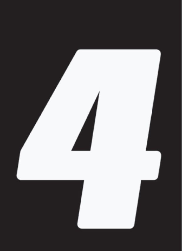 Hardline DD73W-4 Dirt Digits 3pk 7 in. - High Gloss Number 4 - White