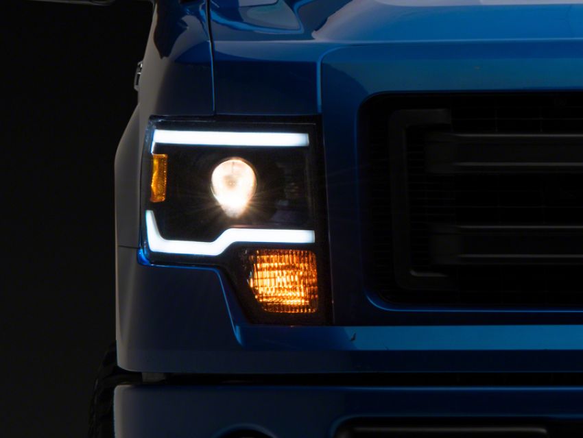Raxiom T566369 09-14 Ford F-150 Axial Series Projector Headlights w/ LED Light Bar- Blk Housing (Clear Lens)