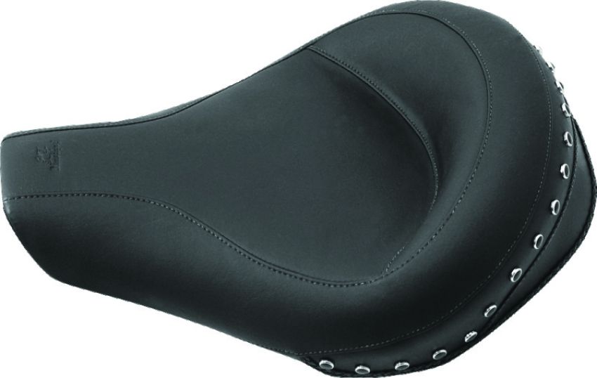 Mustang Motorcycle 75566 Mustang 94-96 Harley Road King Standard Touring Solo Seat w/Blk Pearl Studs - Black