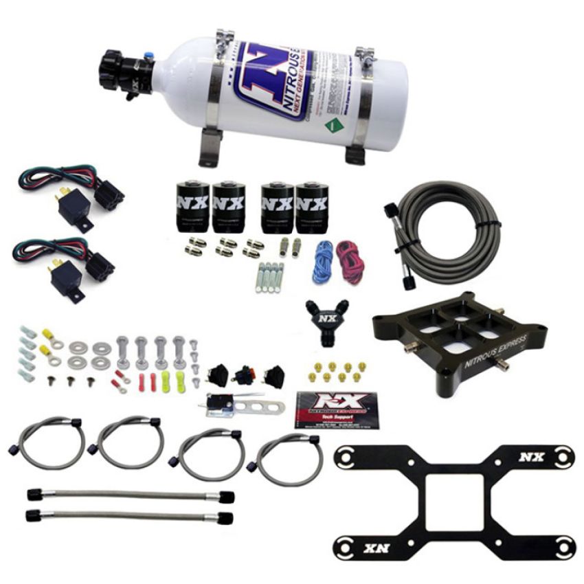 Nitrous Express 66042-05 4150 DUAL STAGE BILLET CROSSBAR, (50-300 & 100-500HP) WITH 5LB BOTTLE.