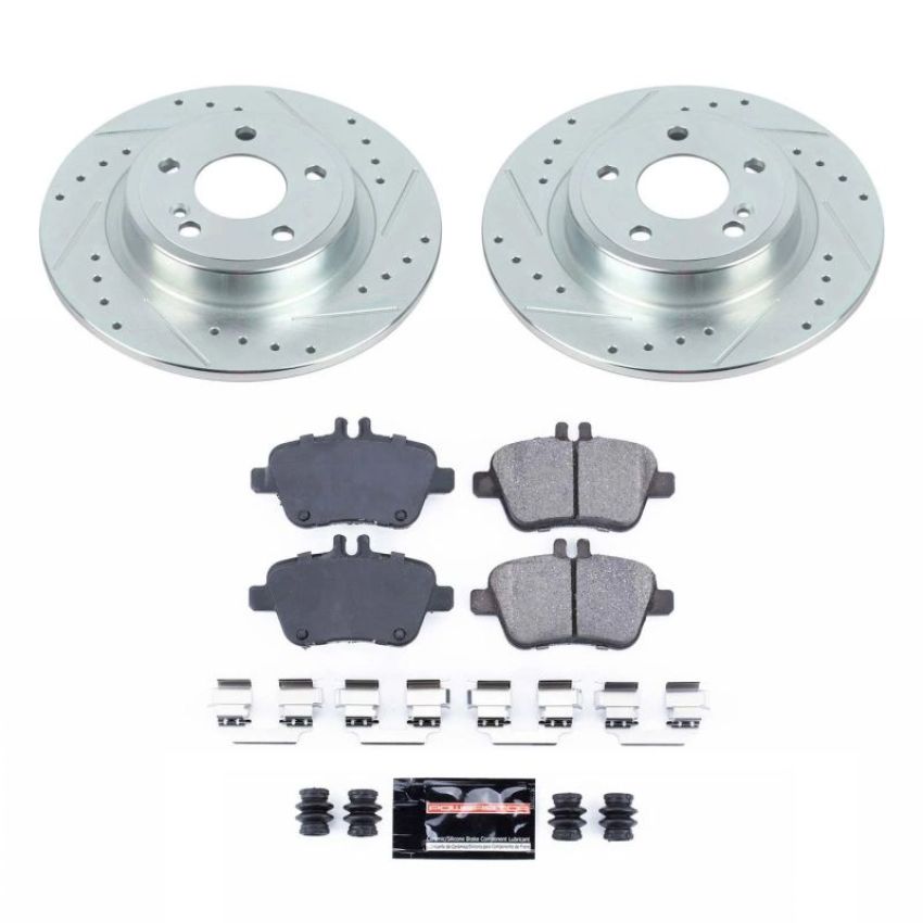 PowerStop K7377 Z23 Daily Driver Carbon-Fiber Ceramic Brake Pad and Drilled & Slotted Rotor Kit
