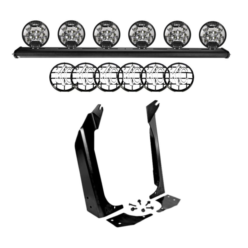 KC HiLiTES 97060 97-06 Jeep TJ 50in. Overhead Xross Bar Kit w/(6) SlimLite LED Lights - Black