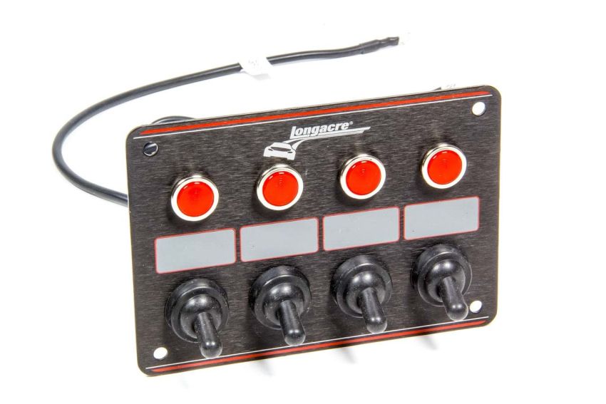 LONGACRE LON52-44865 Accessory Panel Black 4 Switch w/Pilot Light