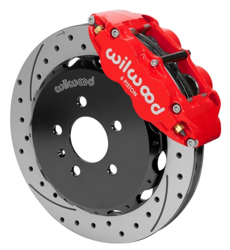 Wilwood 140-14487-DR 03-08 Audi A4 Forged Narrow Superlite 6R Front Big Brake Kit 12.88in Rotor Dia (Red) w/ Line