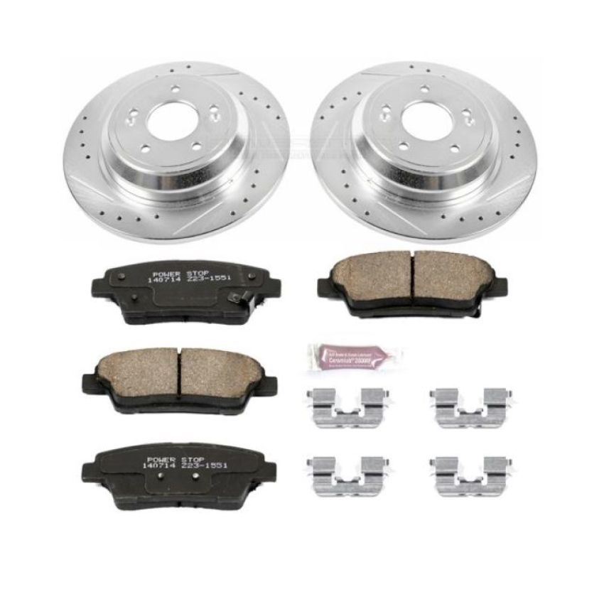 PowerStop K5848 Z23 Daily Driver Carbon-Fiber Ceramic Brake Pad and Drilled & Slotted Rotor Kit