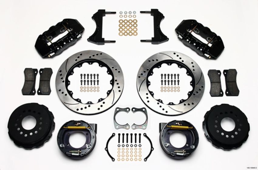 Wilwood 140-10948-D AERO4 Rear P-Brake Kit 14.00in Drilled Big Ford New Style 2.50in Offset