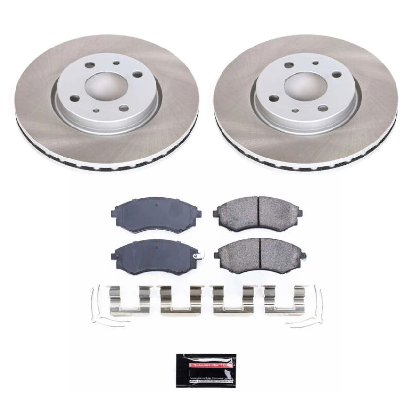 PowerStop SC1087 Semi-Coated Rotor and Low-Dust Ceramic Brake Pad Kit