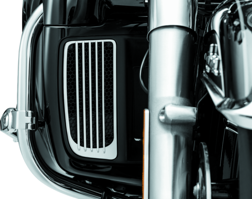 Kuryakyn 7681 Radiator Grills For Twin Cooled Models Chrome & Black (Pair)