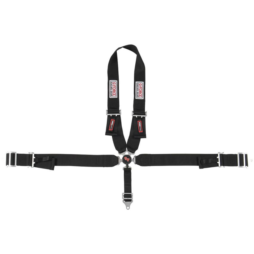 G-FORCE GFR7140BK 5pt Harness Camlock Black U Shoulder Pull-Dn