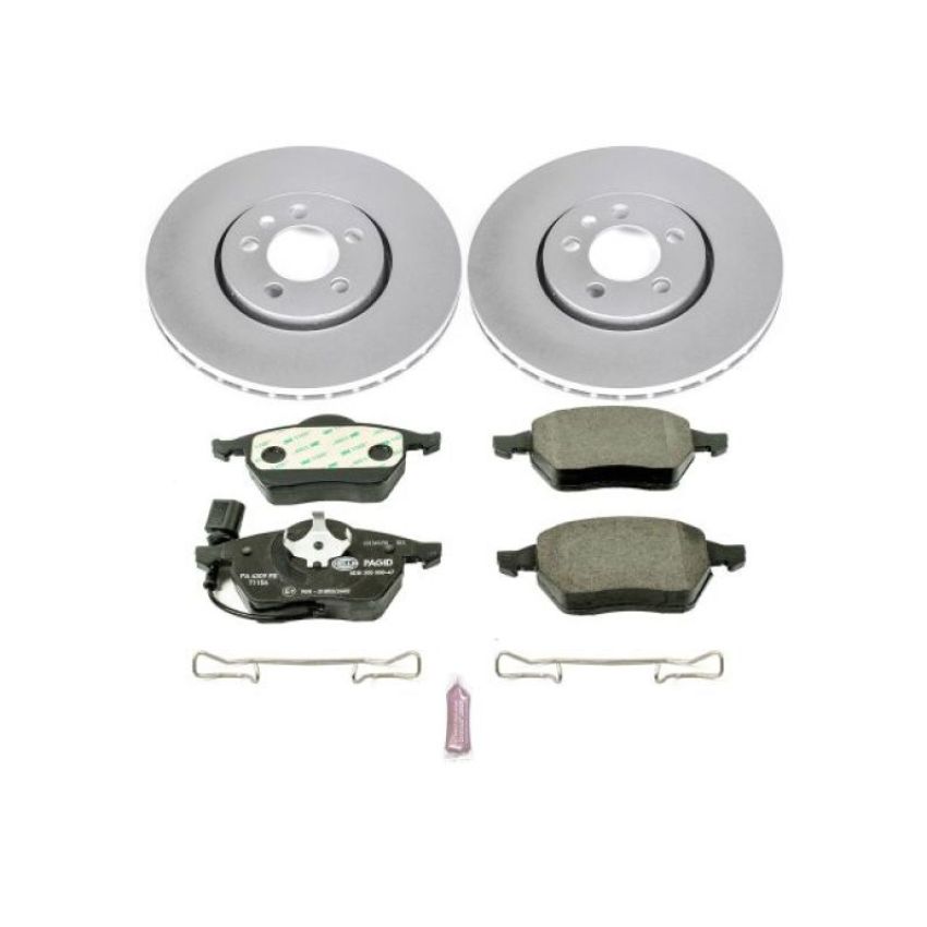 PowerStop ESK898 Genuine Geomet Coated Rotors, ECE-R90 Brake Pads + Hardware Kit