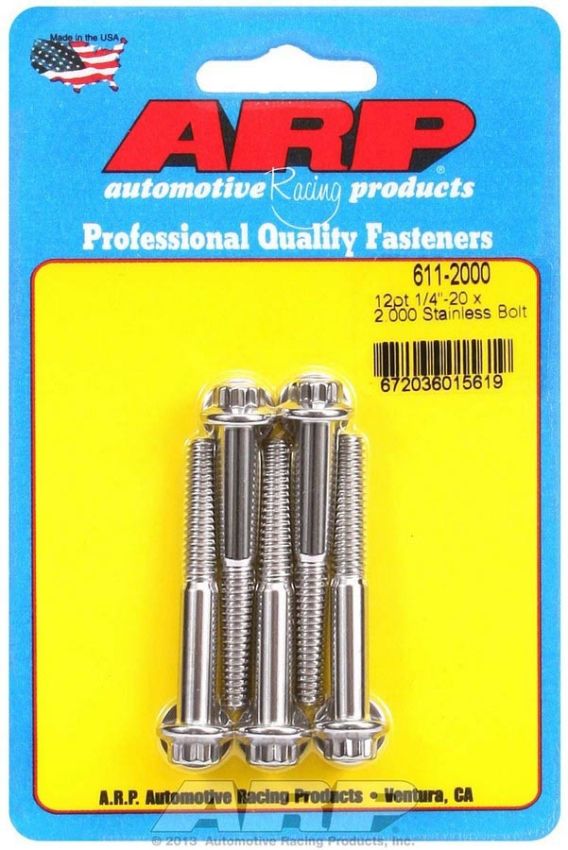 ARP ARP611-2000 S/S Bolt Kit - 12pt. (5) 1/4-20 x 2.000