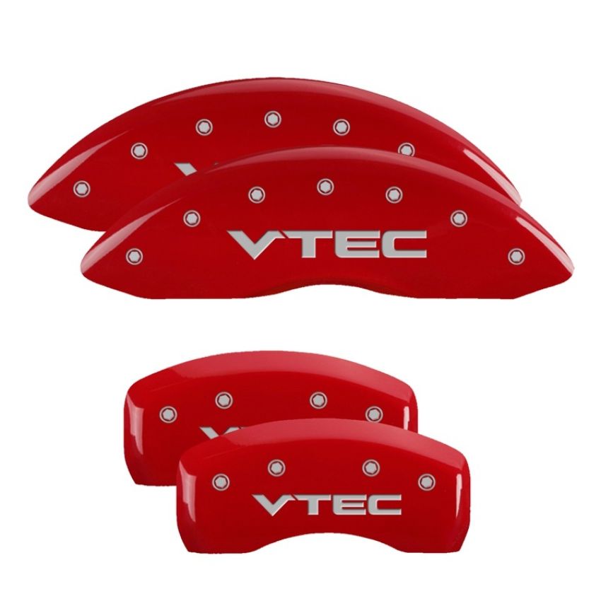 MGP 39007SVTCRD 4 Caliper Covers Engraved Front & Rear Vtech Red finish silver ch