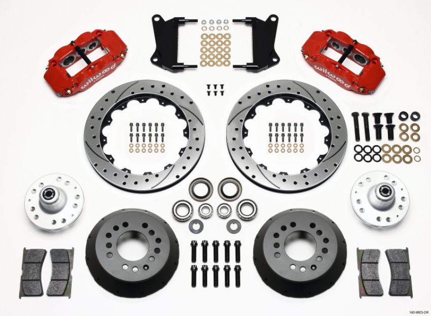 Wilwood 140-9803-DR Narrow Superlite 6R Front Hub Kit 12.88in Drill Red 67-69 Camaro 64-72 Nova Chevelle