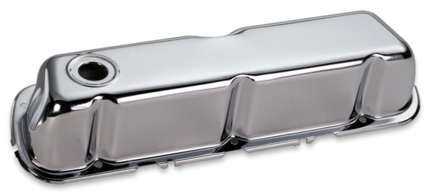 Moroso 68210 Ford 302/351W Valve Cover - w/Baffles - No Logo - Stamped Steel Chrome Plated - Pair