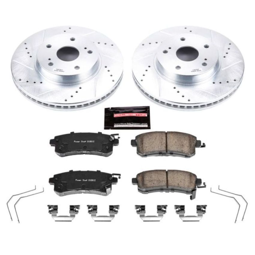 PowerStop K7356 Z23 Daily Driver Carbon-Fiber Ceramic Brake Pad and Drilled & Slotted Rotor Kit