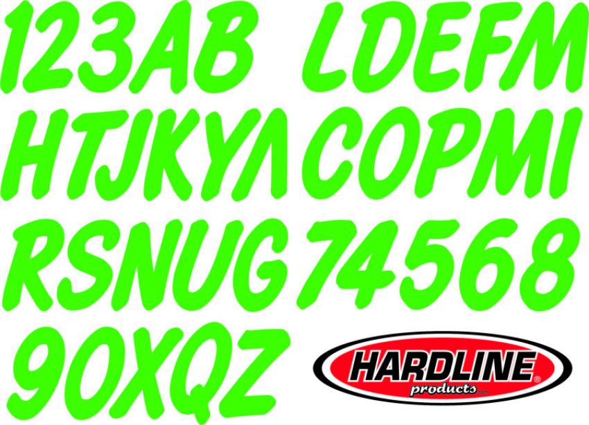 Hardline GRN400EC Boat Lettering Registration Kit 3 in. - 400 Lime Green Solid