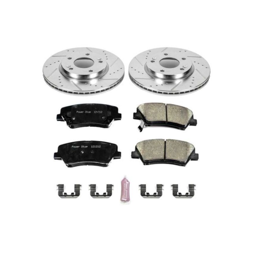 PowerStop K6503 Z23 Daily Driver Carbon-Fiber Ceramic Brake Pad and Drilled & Slotted Rotor Kit