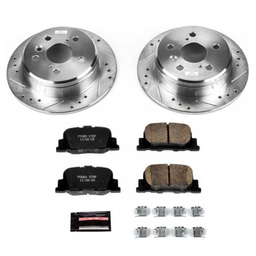 PowerStop K1084 Z23 Daily Driver Carbon-Fiber Ceramic Brake Pad and Drilled & Slotted Rotor Kit