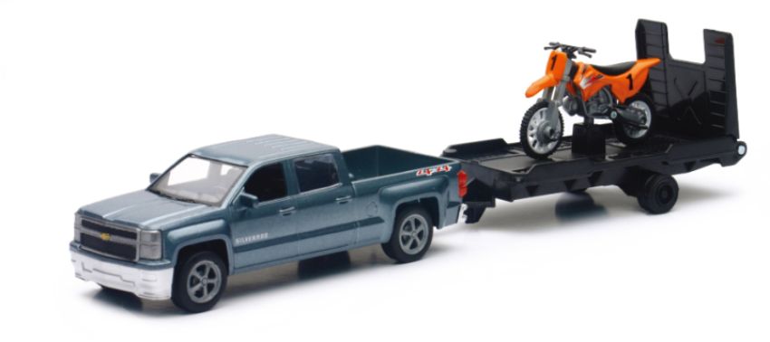 New Ray Toys 19535A Chevy Silverado Pickup with Dirt Bike/ Scale - 1:43