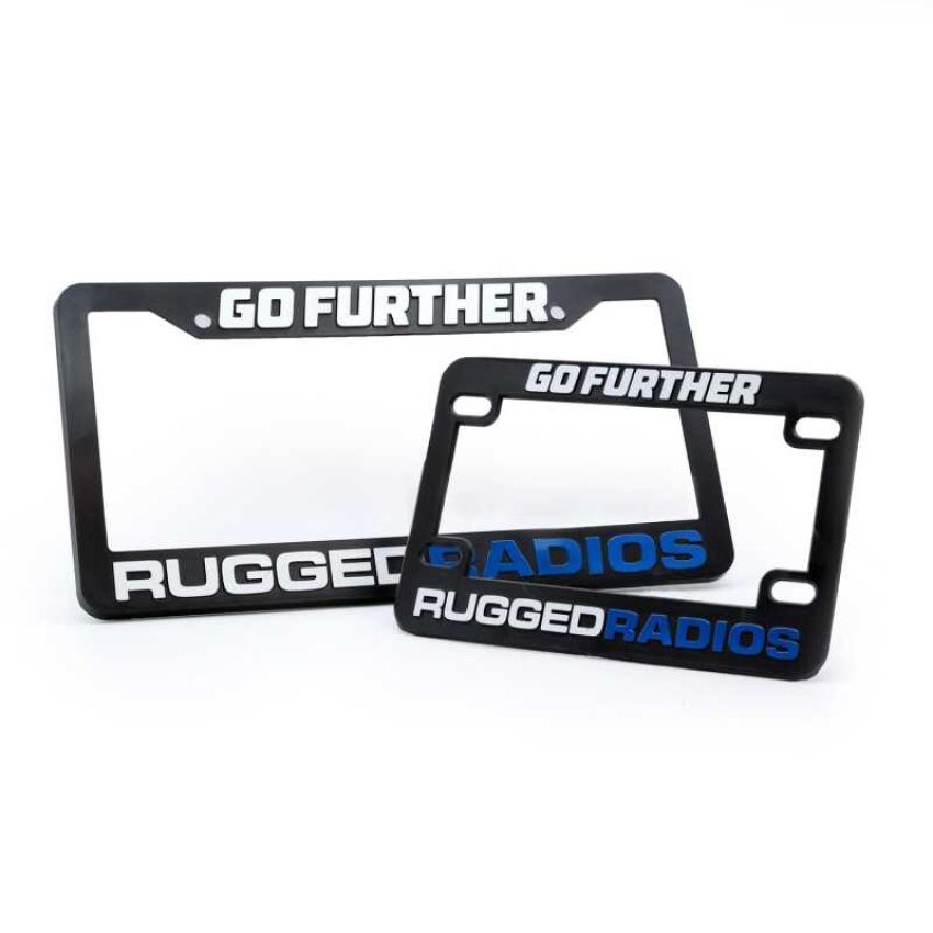 Rugged Radios RR-PLATE Go Further License Plate Frames for Cars Trucks and Motorcycles