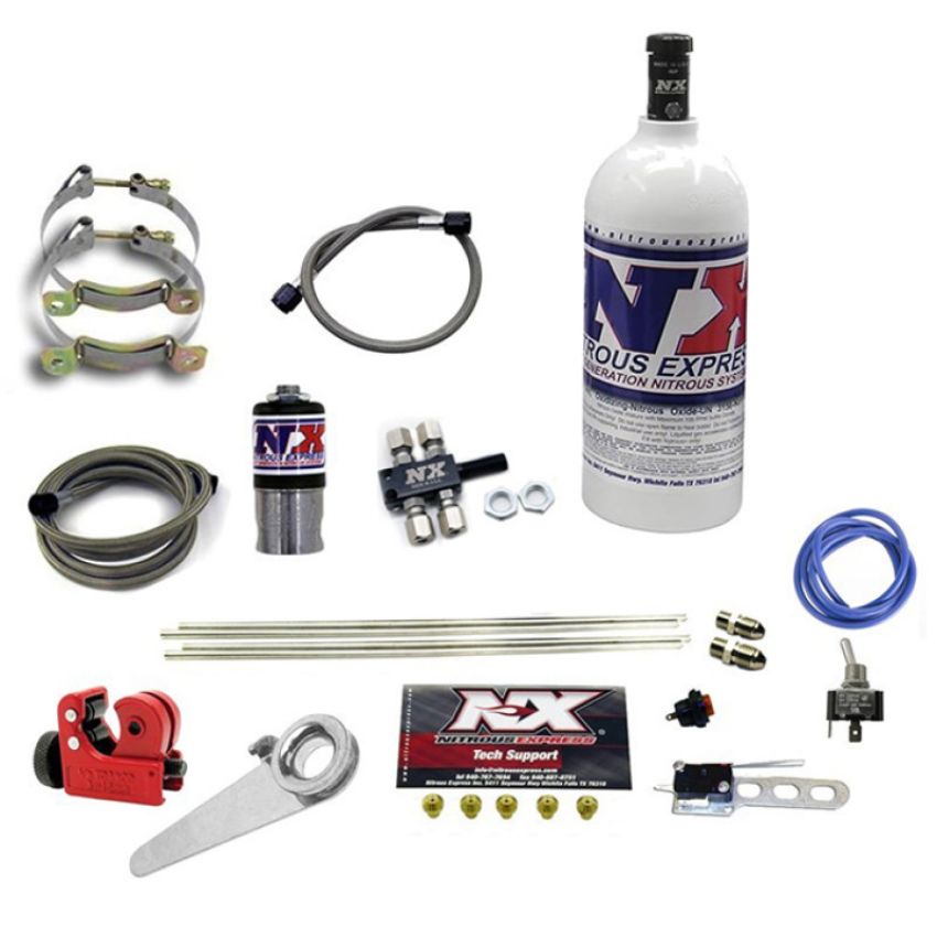 Nitrous Express 62000-1.0P MOTORCYCLE 4-CYLINDER DRY SYSTEM-1LB BOTTLE