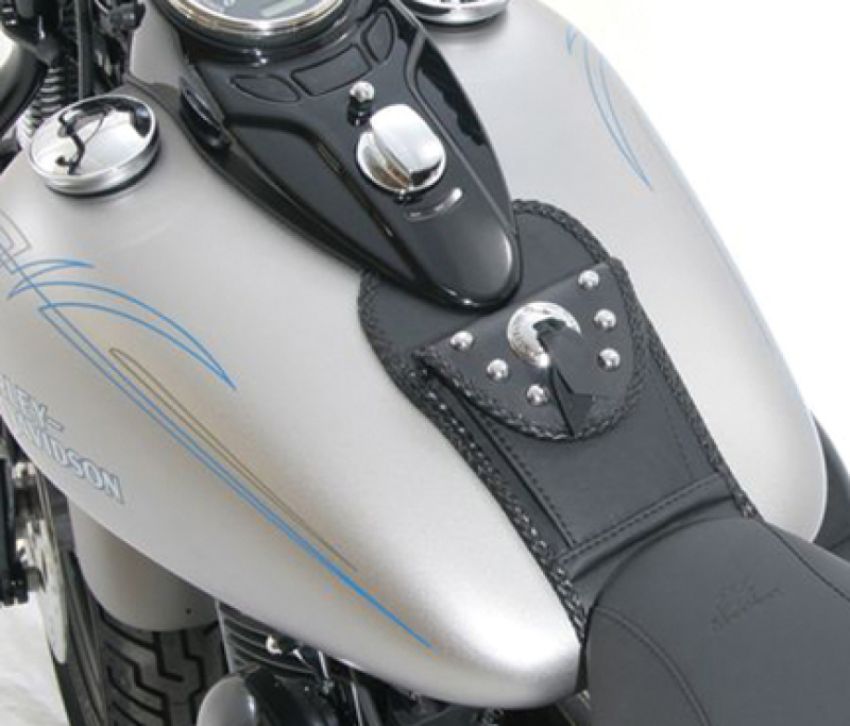 Mustang Motorcycle 93349 Mustang 08-13 Harley FLSTB Softail Tank Bib w/Studs - Black