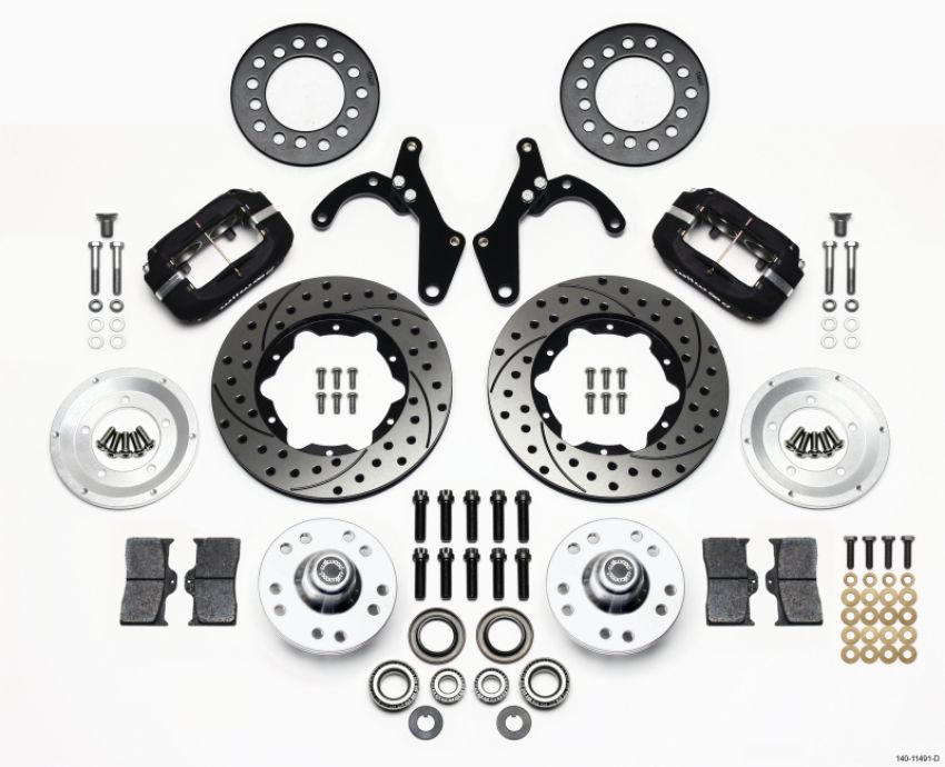 Wilwood 140-11491-D Forged Dynalite Front Kit 11.00in Drilled 55-57 Chevy