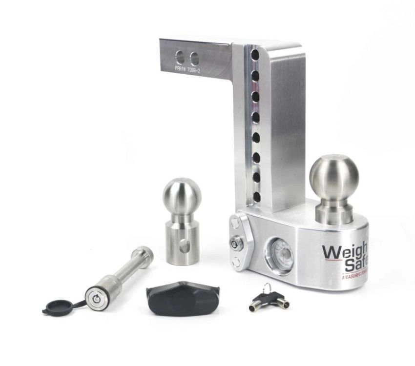 Weigh Safe WS8-2-KA 8in Drop Hitch w/Built-in Scale & 2in Shank (10K/12.5K GTWR) w/WS05 - Aluminum