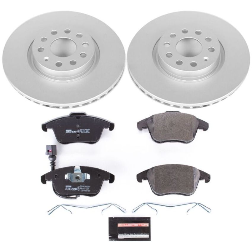 PowerStop ESK2963 Genuine Geomet Coated Rotors, ECE-R90 Brake Pads + Hardware Kit