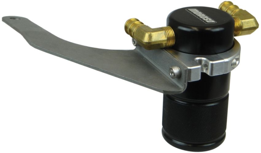 Moroso 85685 15-18 Ford Mustang EcoBoost Air/Oil Separator Catch Can - Small Body - Billet Aluminum -Black