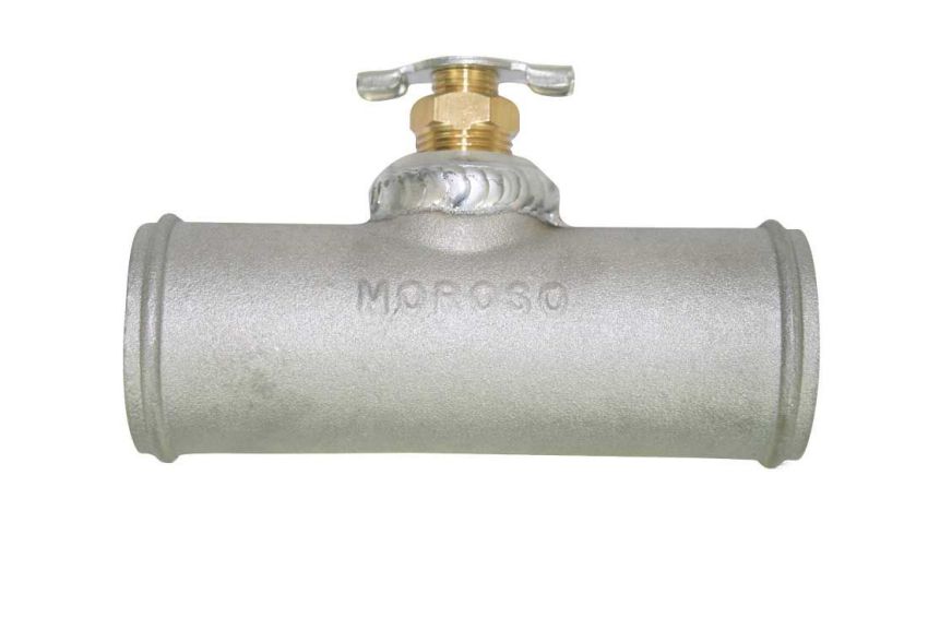 Moroso 63731 Radiator Hose Bleed/Drain - 3/8in Petcock - 1-1/2in to 1-1/2in Hose - Cast Aluminum