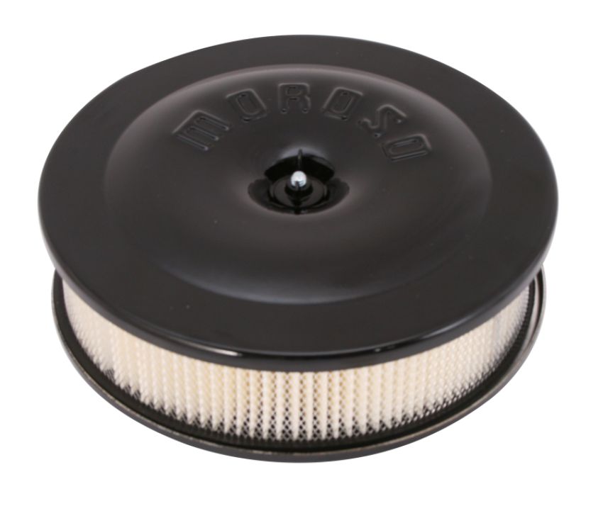 Moroso 66303 Race/Street Air Cleaner - 8-1/2in x 2-3/8in Filter - Aluminum - Black Powder Coat