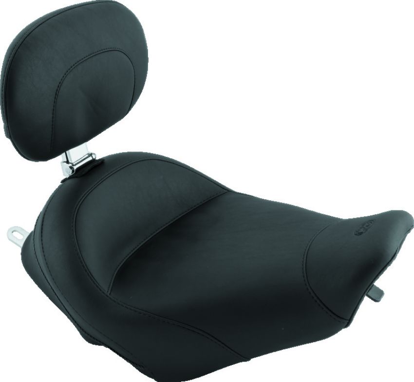 Mustang Motorcycle 79100 Mustang 97-07 Harley Rd King, 06-07 Str Glide, 00-05 Eagle Std Solo Seat W/Driver Backrest - Black