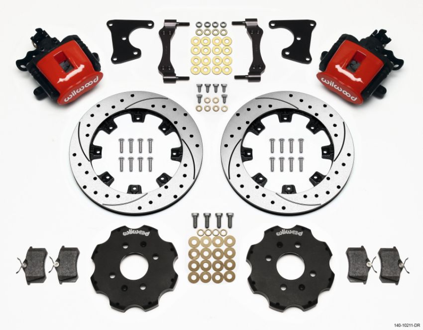 Wilwood 140-10211-DR Combination Parking Brake Rear Kit 12.19in Drilled Red Civic / Integra Drum 2.71 Hub Offset