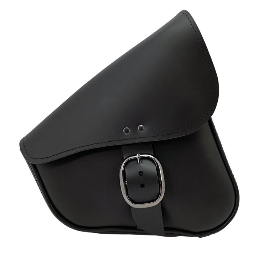 Willie & Max 59904-08 HD Sportsters, Custom Hard Tails Leather Swingarm Bag Dual Shock w/Blk Buckle - Black