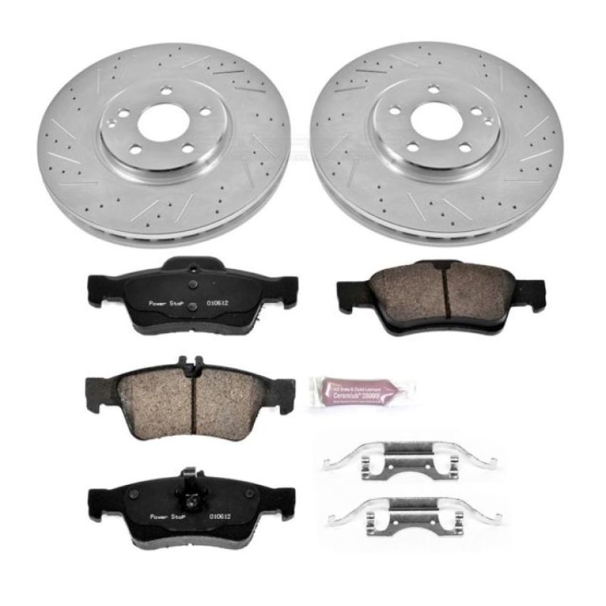 PowerStop K6359 Z23 Daily Driver Carbon-Fiber Ceramic Brake Pad and Drilled & Slotted Rotor Kit