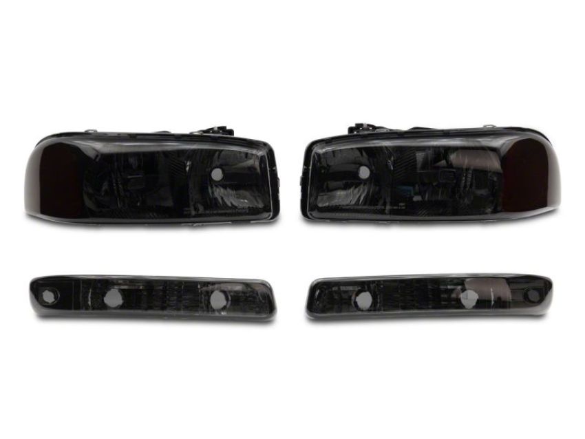 Raxiom S518304 99-06 GMC Sierra 1500 Axial Series OEM Crystal Rep Headlights- Chrome Housing- Smoked Lens