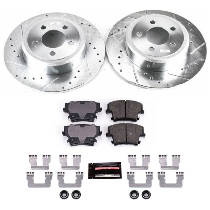 PowerStop K1719 Z23 Daily Driver Carbon-Fiber Ceramic Brake Pad and Drilled & Slotted Rotor Kit