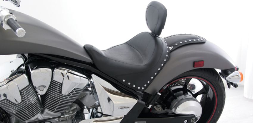 Mustang Motorcycle 79626 Mustang 10-21 Honda VT1300CX Fury Wide Touring Solo Seat w/Driver Backrest Studs - Black