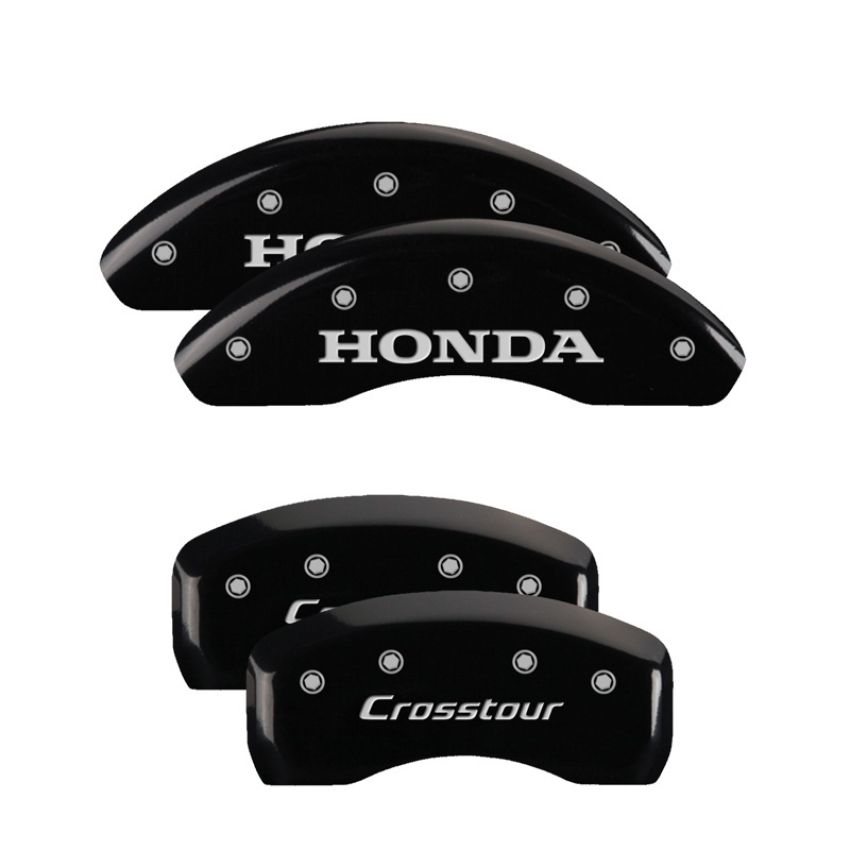 MGP 20205SCSTBK 4 Caliper Covers Engraved Front Honda Engraved Rear Crosstour Black finish silver ch