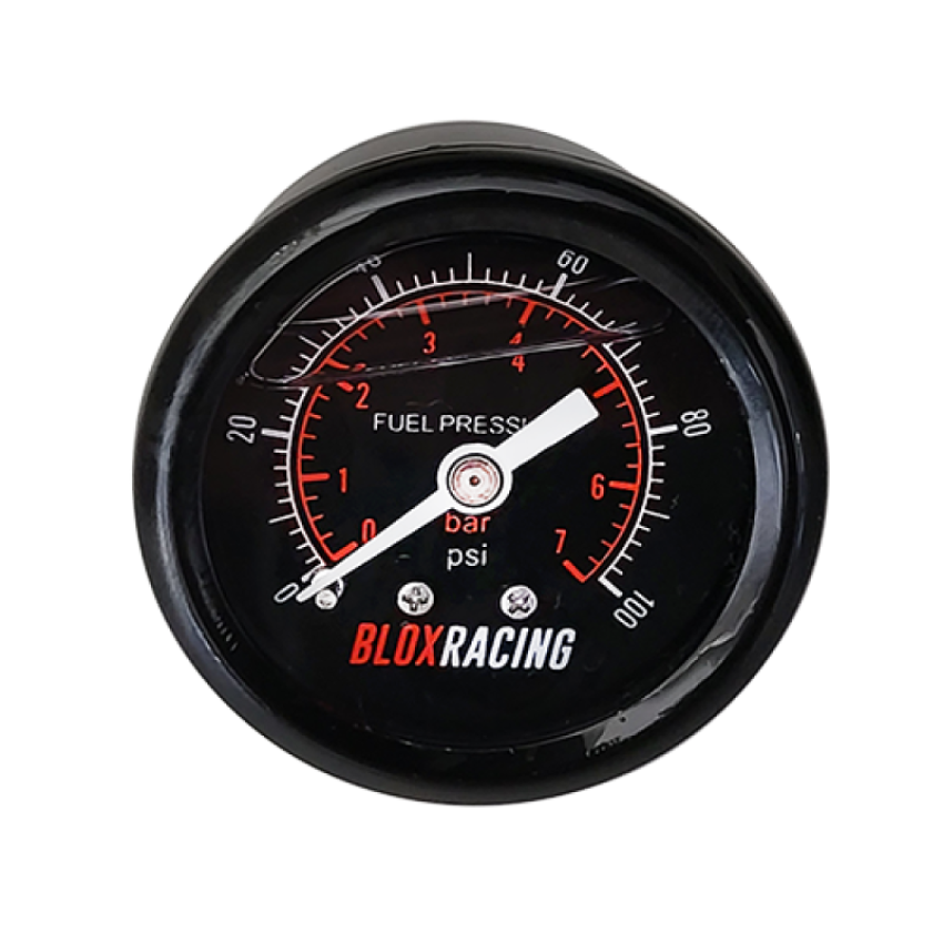 BLOX Racing Liquid-Filled Fuel Pressure Gauge 0-100psi (Black Face)