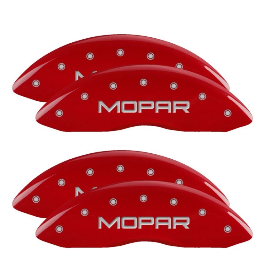 MGP 12203SMOPRD 4 Caliper Covers Engraved Front & Rear MOPAR Red finish silver ch