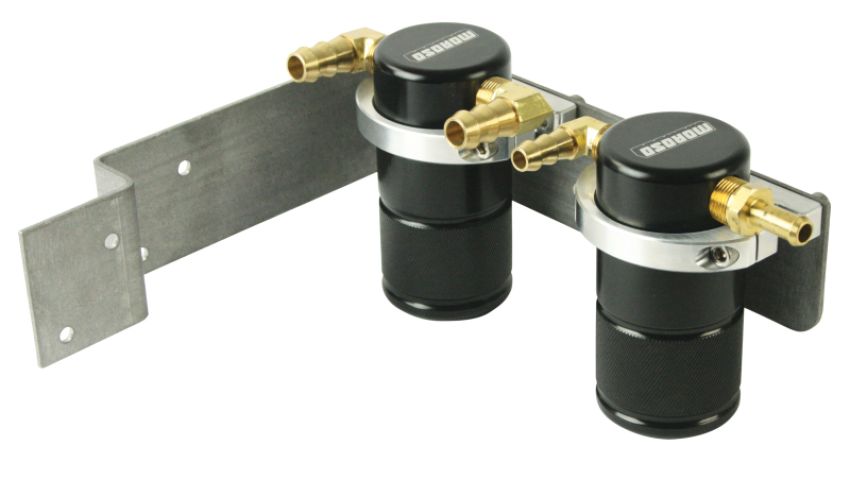 Moroso 85611 08-14 Subaru WRX Air/Oil Separator Catch Can - Small Body - Billet Aluminum - Black Finish