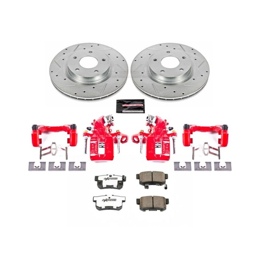PowerStop KC3128A-26 Z26 Street Performance Ceramic Brake Pad, Drilled Slotted Rotor, and Caliper Kit