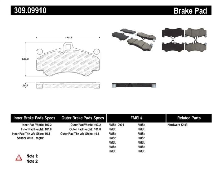 Stoptech 309.09910 Performance Brake Pads